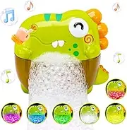 COOWIN Light Up Dinosaur Bubble Machine Bath Toy for Bath Tub, Automatic Bathtub Bubble Maker Baby Shower Toy for Kids Toddler Age 3 4 5 6 7