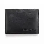 Ben Sherman Men's Leather Trifold Wallet Money/Cash Holder w/ ID Window Black