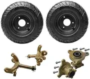 YC Yier 2pcs 13x5.00-6 Tire and Wheel Rim Assembly 13x5-6 Lawn Mower Tire 6" Go Kart Wheels Road Tire Tubeless & Front Steering Knuckle 3 Stud Hubs for ATV Quad Buggy 4 Wheeler Scooter Mini Bike