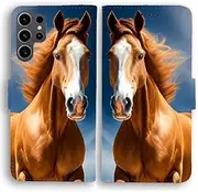 Flip Wallet Phone Case for Samsung Galaxy S/A/J/Note/XCover Series - Horse Portrait Theme Print (Samsung Galaxy S10e)
