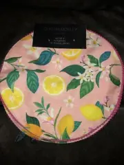 NEW Cynthia Rowley Placemats Set of 4 Peach Tropical Flowers Round Cottagecore