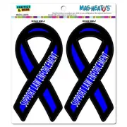 Support Law Enforcement Thin Blue Line Ribbon Police MAG-NEATO'S™ Car Magnet Set