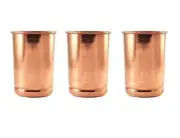 Copper Drinking Glass Smooth Finishing Tumbler For Health Benefit Set of 3