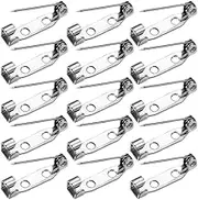 VICASKY 400pcs 2.5cm Brooch Pin Backs Bar Pin Back Clasp Silver Tone Brooch Pinbacks with Safety Locking for Craft Name Badge Brooch Pins Safety Pins, Silver Bar Pins, Clasp with Back Bar Fastener