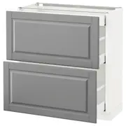 METOD base cab with 2 fronts/3 drawers, white Maximera/Bodbyn grey, 80x37x80 cm