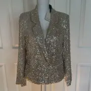 NEW Anthropologie Mable blazer size XSP silver Pearl Sequin Mix