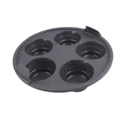 Daily Bake Silicone Round Collapsible Air Fryer 5-Cup Muffin Pan 22cm Black