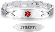 [linnalove] Pre Engraving Epilepsy - Stainless Steel Fashion Medical id Bracelet for Women(7.5)