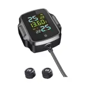 Motorcycle TPMS Tire Tyre Pressure Monitor Temperature Alarm System Waterproof