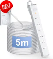 Power Strip with 5M Extension Cord, Surge Protector, Mountable, Overload Switch,