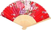 HAWILLOSCH Chinese Silk Hand Fan Wedding Party Decoration Folding Dancing Fan Elegant for Bridal Props