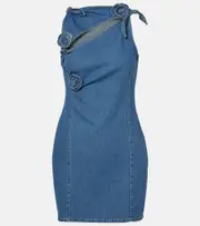 [Coperni] Coperni Floral asymmetric denim minidress AU 16 blue