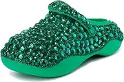 [Minishion] Fashion Womens Clogs Mules Rhinestones Summer Flats Shoes