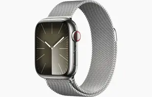 【Apple官方直送】【25個工作天出貨】 Apple Watch Series 9 (S9) GPS+行動網路 (45mm) 不鏽鋼錶框+米蘭式錶環
