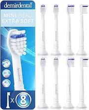Toothbrush Heads Mini Extra Soft Compatible with Philips Sonicare Toothbrush Heads - Soft & Small Replacement Heads for Sensitive Teeth - Gentle Brush Heads - White - HX6088e-8 Pack