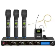 AVTronics 200-Channel UHF Wireless Mic System (3 Handheld, 1 Lapel/Earworn)