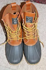 G.H BASS Men's Classic Duck Boots Waterproof Brown Leather Boots SIZE 9M/9.5