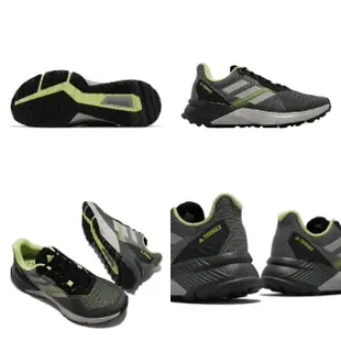 【adidas 愛迪達】越野跑鞋 Terrex Soulstride 男鞋 黑灰 綠 路跑 登山 耐磨 運動鞋(GZ9034)