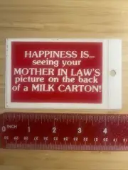 MOTHER IN LAW’S picture on the back of a MILK CARTON ! Decal / Sticker