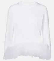 [Noir Kei Ninomiya] Noir Kei Ninomiya Tulle-trimmed cotton jersey top AU 8 white