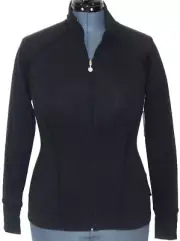 Beyond Yoga Women Peplum Back Full Zip Jacket size S Supplex Knit Black $154