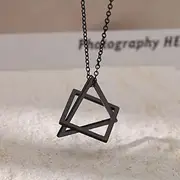 [SHMAZ] Stainless Steel Necklaces Geometry Interlocking Square Triangle Male Pendant Male Necklace For Women