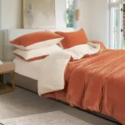 Gioia Casa 2-in-1 Teddy Sherpa Quilt Cover Set & Blanket Terracotta (Single, Double, Queen, King, Super King)