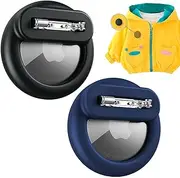 [Besucsy] for Airtag Holder for Kids, 2 Pack Silicone Air tag Case with Safety Pins, GPS Tracker Case Cover for Children, Elderly, Hidden Inside Clothes, Shoe, Backpack Accessories Set (Black, Blue)