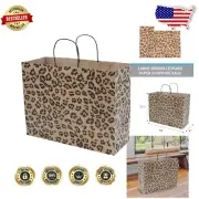 Elegant 100 Pack of Brown Leopard Paper Bags - 16x6x12.5 Perfect for Retail