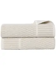 Superior Set of 2 Juno Medium Weight Checkered Border Bath Sheets