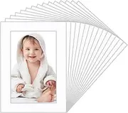 15 Pack White Pre-Cut 5x7 Picture Mat, Acid-Free, Frame Mattes for 4x6 Pictures Display Photo Frame Mat with Core Bevel Cut Mat Board Show Kit for Photos, Prints, Artworks
