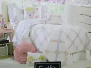 2 pcs Cynthia Rowley DIAMOND RIBBON Reversible Twin Quilt & Sham Set NEW