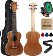 Deluxe Concert Ukulele, Mahogany Wood with Binding and Aquila Strings + Gig Bag