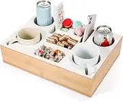 Yerliker Couch Cup Holder Tray, Silicone Couch Caddy Waterproof Anti-spill Sofa Cup Holder for Sofa Bed Car Seat Organizer, Christmas Hold Mugs, Drinks, Snacks, Phones, Remotes(White,Bamboo)