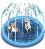 Paddling Pool for Pets and Kids,59" Dog Sprinkle and Splash Water Play Mat,Dogs Paddling Pool Kid’s Summer Toys Spray Pad,Garden Outdoor Portable Sprinkler Play Mat Outside (150cm/59in)