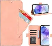 [GoshukunTech] Phone Cover for Samsung A55 5G,for Samsung Galaxy A55 5G Wallet Case[ 5 Card Slots Leather Wallet ] Soft TPU Inner Case Flip Cover Stand Feature -Pink