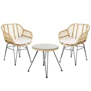 3PC Outdoor Furniture Bistro Set Lounge Setting Table Chairs Cushion Patio Grey