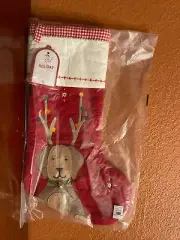Pottery Barn Kids LABRADOR Christmas Quilted Stocking dog antlers Bell No Name