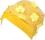 [Bigood] Ladies Pearl Flower Muslim Turban Chemo Cancer Cap Head Wrap Headwear