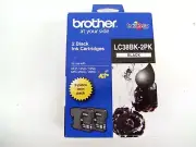 BROTHER LC38BK LC38BK-2PK GENUINE BLACK INK CARTRIDGE DCP-165C MFC-250C MFC-290C