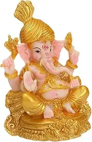 JISADER Sitting Buddha Statue, Tabletop Decoration,Collection Carving Figurine, Hindu Elephant God Statue,for Garden Bookshelf Gift