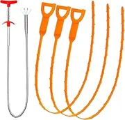 Drain Clog Remover, 25inch Drain Snake Hair Remover(3pcs), Hair Catcher Drain Auger Cleaner Tool Set For Toilet, Kitchen Sink, Bathroom Tub, Sewer