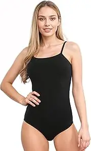 [The Fancy Dress] Women's Cami Strappy Ballet Dance Bodysuit - Ladies Cotton Plain Stretchy Camisole Leotard Gymnastic Top Plus Size S-2XL