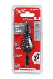 Milwaukee 48-89-9248 1/8"-1" #8 Impacted Rated Titanium Step Drill Bit (9 Steps)