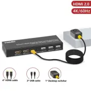 4K 2 in 2 out USB 2.0 HDMI Kvm Switcher Adapter Dual Screen Extended Display