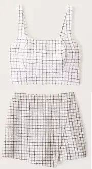 Abercrombie White Tweed Cropped Tank Top & Skort Set NWT