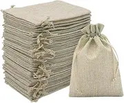 JOYMENTHERE 20 PCS Burlap Gift Bags with Drawstring Reusable Jute Gift Bags, Linen Jewelry Pouches with Drawstrings for Birthday, Parties, Wedding Favors, Presents, Art, and DIY Craft Supply (Linen, 15*19cm)