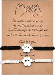 [Xiyantiji] Paw Print Bracelet Set for 2 Cat Dog Owner Pet Lovers Remembrance Gifts for Loss of Dog Sympathy Friendship Bracelet Passing Away Bereavement Gifts for Friends