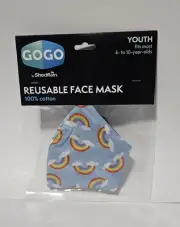 GoGo Reusable Face Mask Shedrain RAINBOWS Facemask YOUTH SIZE Washable RAINBOW
