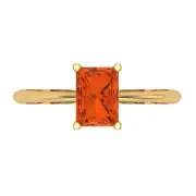 1.0Ct Radiant Cut Red Gemstone Solid Gold Solitaire Engagement Promise Ring